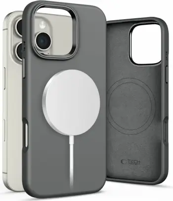 Mbështjellës Tech-Protect Silicone PU MagSafe për iPhone 16, Gri