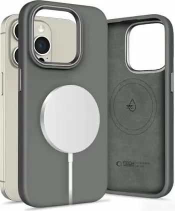 Mbështjellës Tech-Protect Silicone PUZ MagSafe për iPhone 15, Gri
