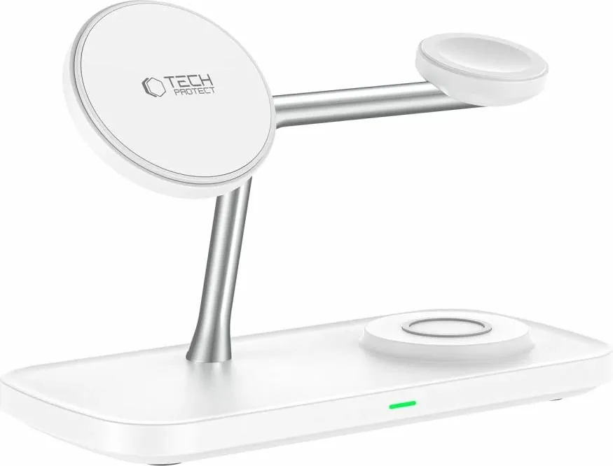 Karikues wireless 3-në-1 Tech-Protect QI15W-A45 me MagSafe, për Apple, Bardhë - 3