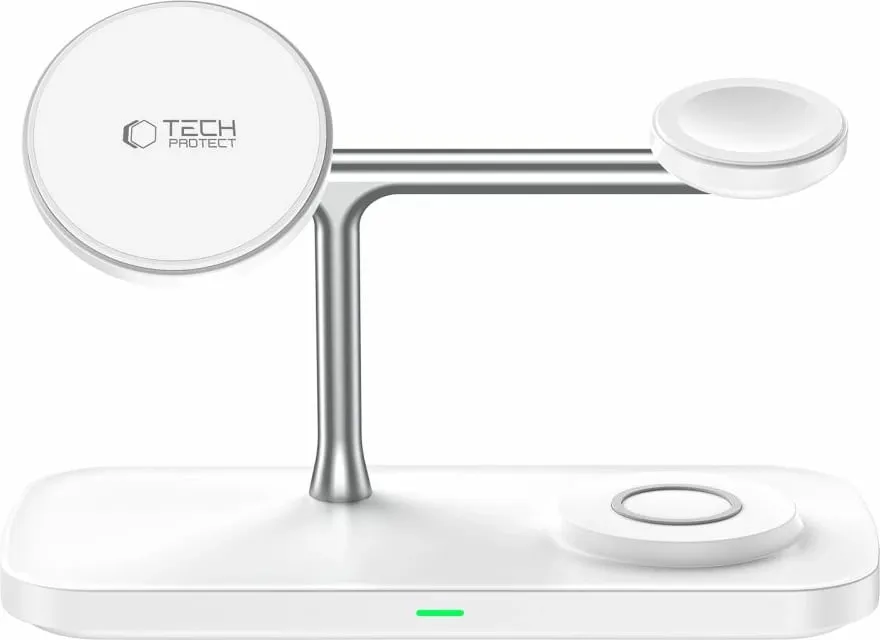 Karikues wireless 3-në-1 Tech-Protect QI15W-A45 me MagSafe, për Apple, Bardhë - 4