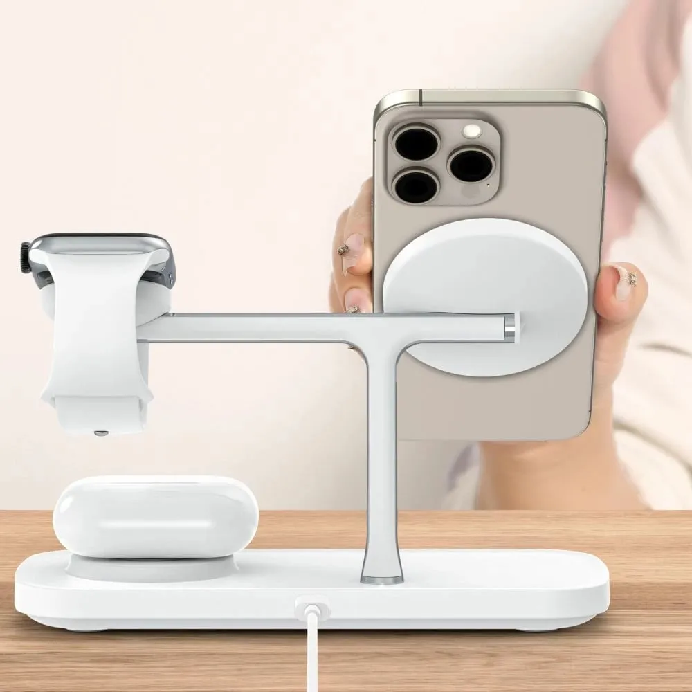 Karikues wireless 3-në-1 Tech-Protect QI15W-A45 me MagSafe, për Apple, Bardhë - 8