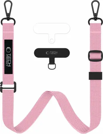Litar për qafë dhe dorë për celular Tech-Protect C6S Rope Crossbody, rozë, set