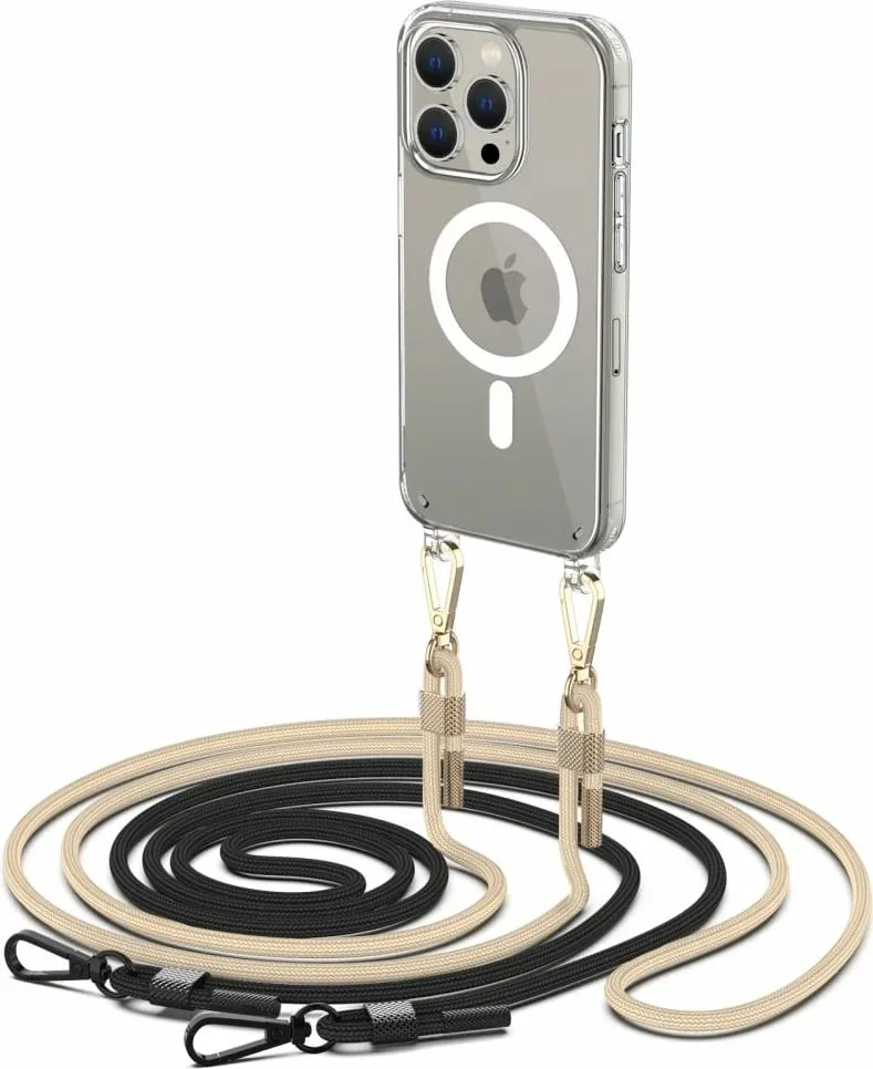 Mbështjellës Tech-Protect FlexAir Chain me MagSafe për iPhone 15 Pro, Zi/Bezhë, set me rrip - 1