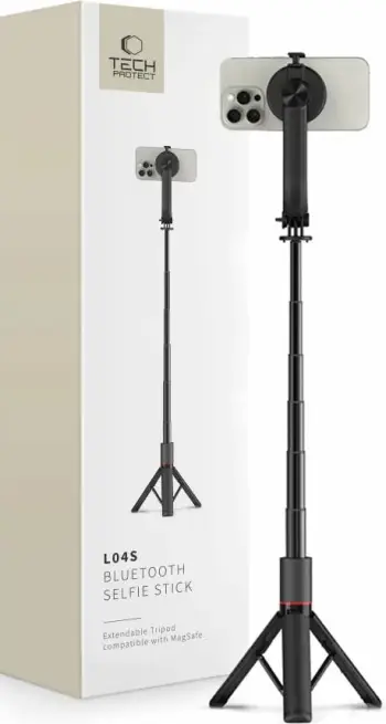 Selfie stick me tripod Tech-Protect L04S, Bluetooth, për smartphone, MagSafe, i zi