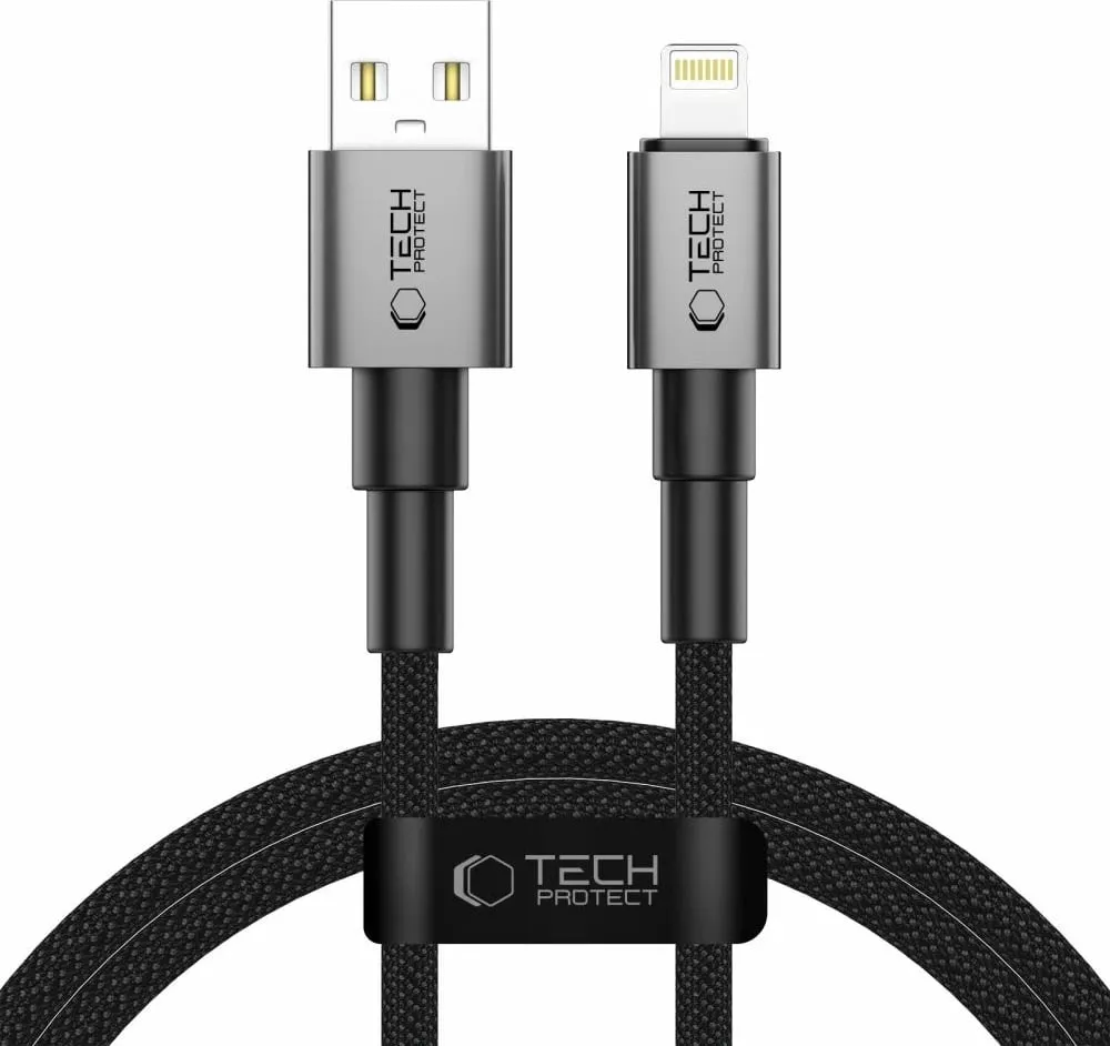 Kabllo karikimi Tech-Protect UltraBoost DNA, USB-A në Lightning, 100 cm, Gri - 1
