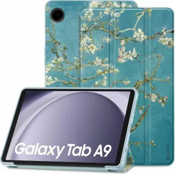 Mbështjellës Tech-Protect SmartCase për Samsung Galaxy Tab A9 8.7" X110/X115, kaltër me lule sakura