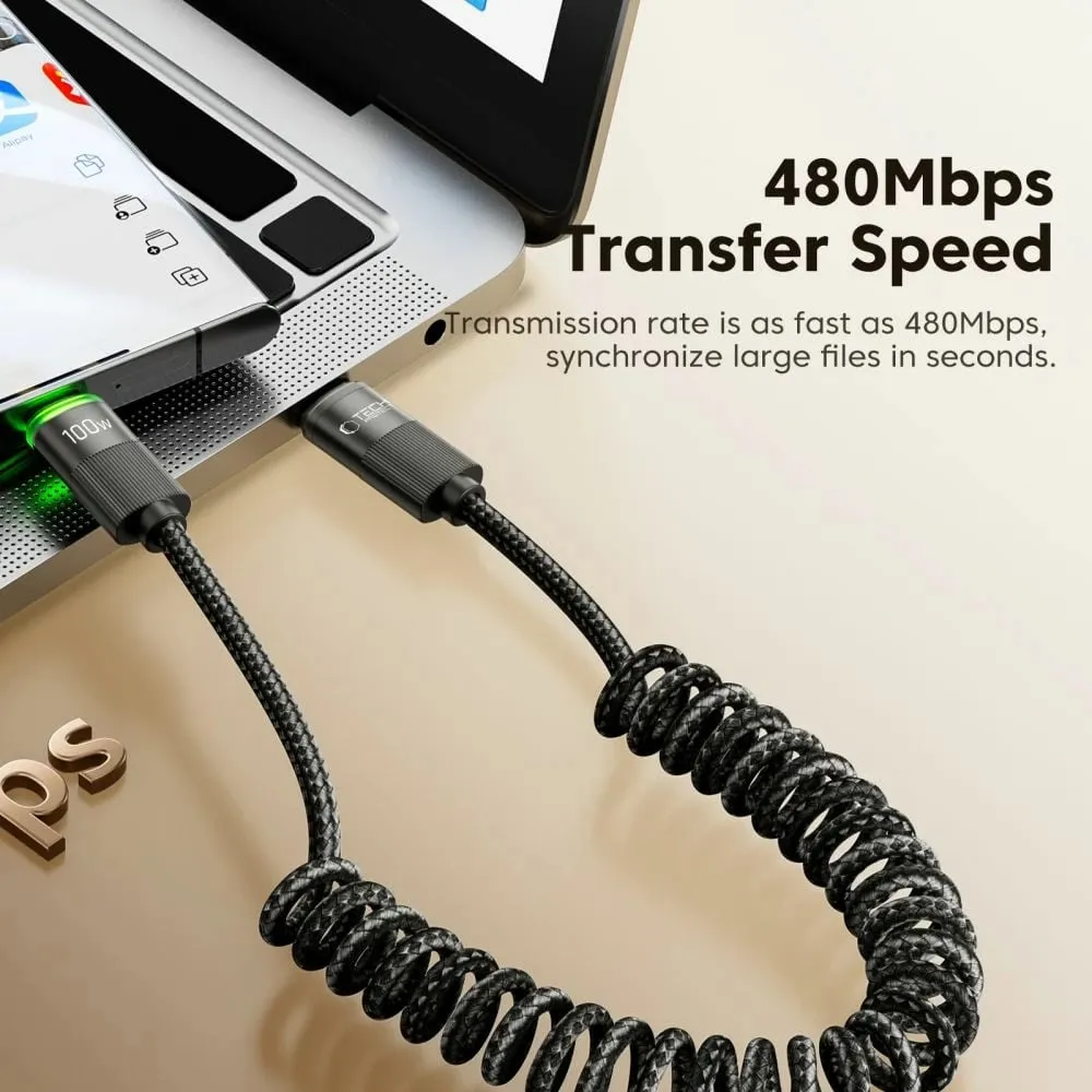 Kabllo USB-C Tech-Protect UB20T Ultraboost, 180cm, 100W, e zezë - 5