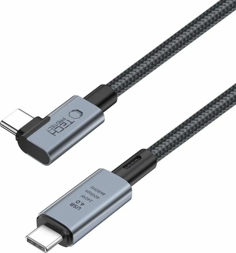 Kabllo USB-C Tech-Protect UltraBoost Max L, USB 4.0, 1.5m, 240W, Gri - 3