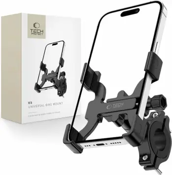 Mbajtëse telefoni për biçikletë Tech-Protect V3, alumini, rrotullim 360°, e zezë