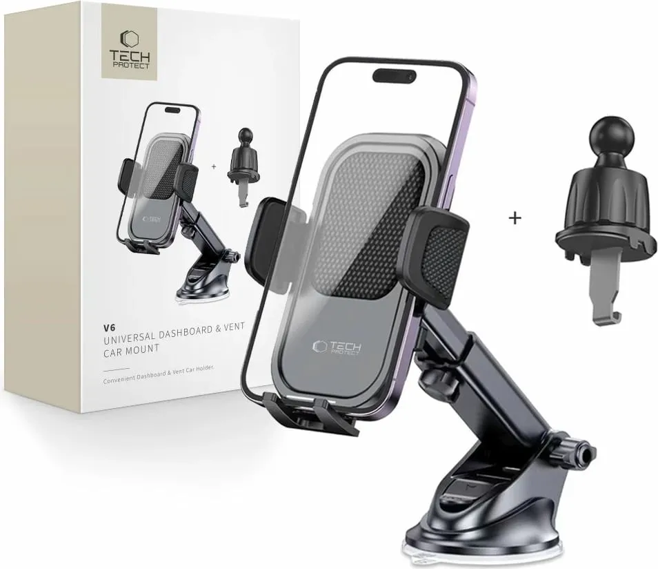 Mbajtës celulari Tech-Protect V6 për veturë, universal, i zi - 1