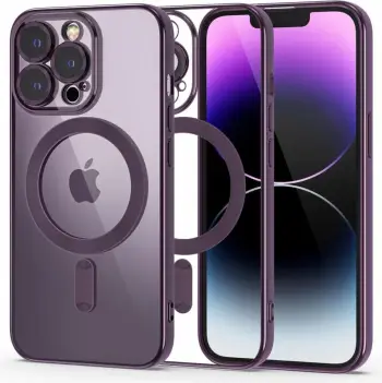 Kutia mbrojtëse Tech-Protect MagShine për iPhone 14 Pro, MagSafe, transparente, lejla