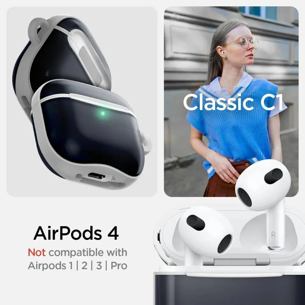 Mbulesë Spigen Classic C1 për AirPods 4, polikarbonat, ngjyrë grafit - 10