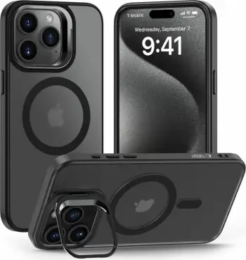 Mbështjellës Tech-Protect MagStand për iPhone 15 Pro, MagSafe, i zi