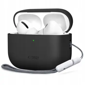 Mbështjellës silikon Tech-Protect për Apple AirPods Pro 3, kapak kutie karikimi, i zi