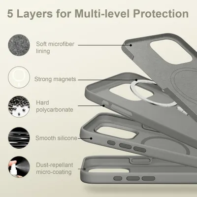 Mbështjellës Tech-Protect Silicone MagSafe për iPhone 16 Pro, Gri - 3