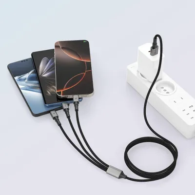 Kabllo karikimi Tech-Protect UltraBoost DNA 3in1, USB C Micro USB Lightning, 120cm, gri - 5