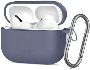 Kutí mbrojtëse Tech-Protect për Apple AirPods Pro 3, silikon, me karabinë, blu baby