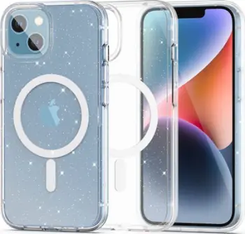 Mbështjellës Tech-Protect FlexAir Hybrid MagSafe për iPhone 13/14, Transparent Glitter
