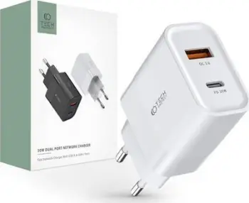Karikues rrjeti Tech-Protect Charger, 1x USB A, 1x USB C, 3A