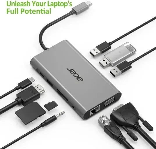 Docking station Acer HP.DSCAB.002, USB Type-C, Argjend - 3