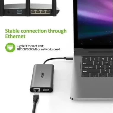 Docking station Acer HP.DSCAB.002, USB Type-C, Argjend - 4