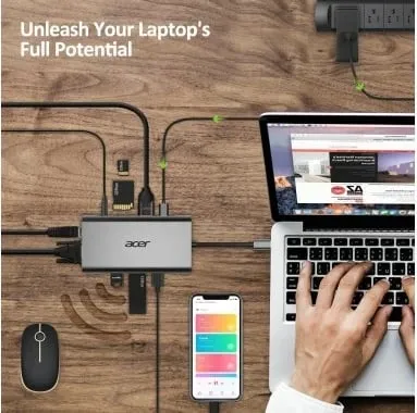 Docking station Acer HP.DSCAB.002, USB Type-C, Argjend - 5