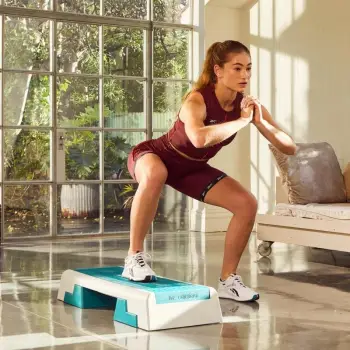 Stepper fitness Reebok Step Teal, lartësi e rregullueshme, kundër rrëshqitjes, ngjyrë teal