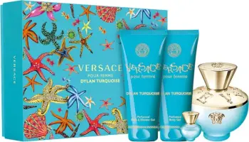 Set Versace Dylan Blue Pour Turquoise Eau De Toilette 100 ml + Eau De Toilette 5 ml + Losion trupi 100 ml + Xhel dushi 100 ml