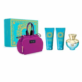 Set Eau de Toilette 100 ml + losion për trup 100 ml + xhel dushi 100 ml + çantë kozmetike Versace Dylan Turquoise