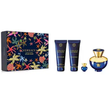Set Versace Pour Femme Dylan Blue, Eau de Parfum 100 ml + losion trupi 100 ml + xhel dushi 100 ml + Eau de Parfum 5 ml