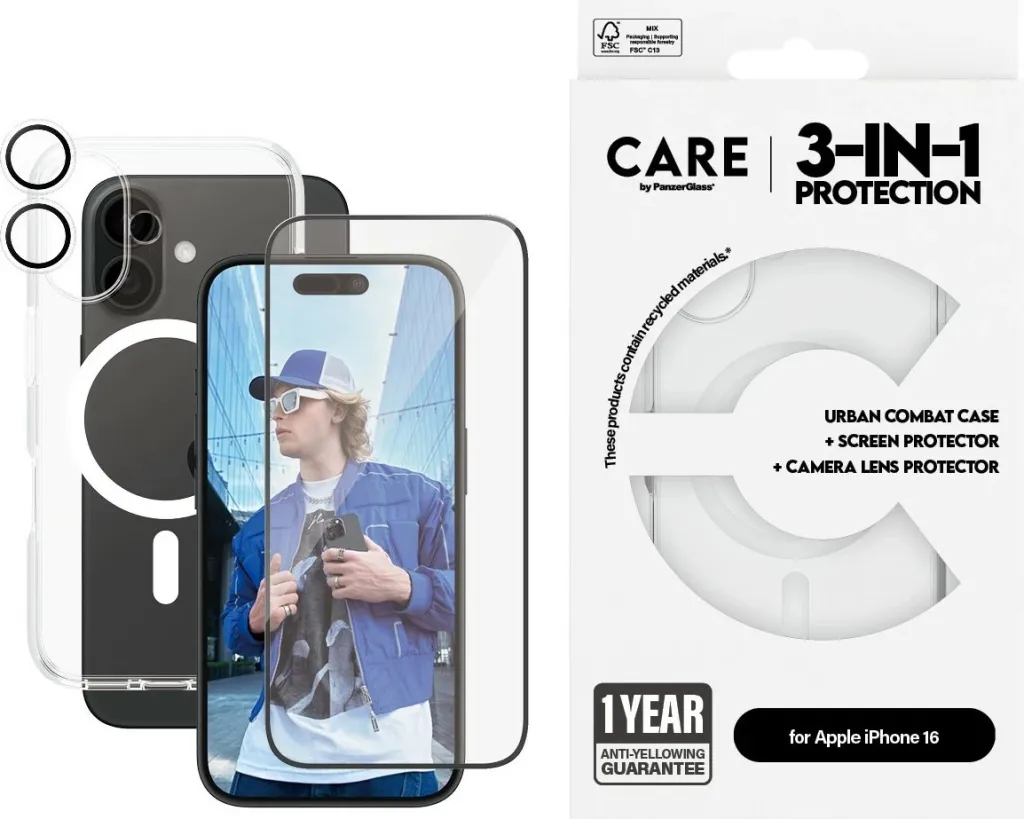 Mbështjellës PanzerGlass CARE Flagship 3-in-1 për iPhone 16, transparent - 2