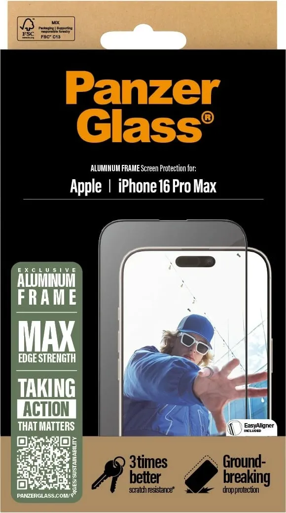 Mbrojtës ekrani PanzerGlass për iPhone 16 Pro Max, kornizë alumini - 3