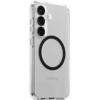 Aksesorë për telefon CARE Flagship / Protective Case Black QI ring / Galaxy S25 – Tejdukshme