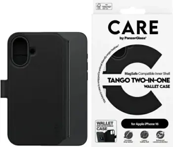 Mbështjellës PanzerGlass CARE Tango 2in1 Wallet MagSafe për iPhone 16 Plus, Zi