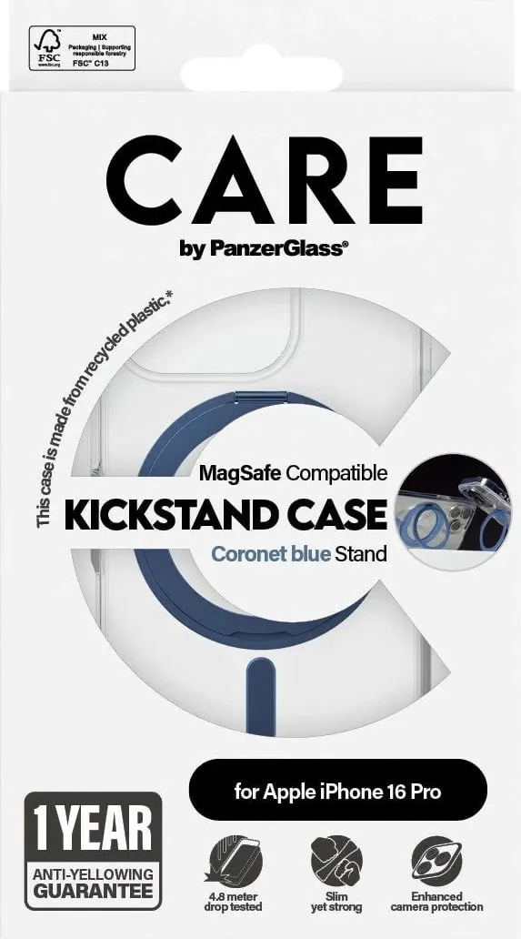 Mbështjellës PanzerGlass CARE Feature Kickstand MagSAFE për iPhone 16 Pro transparent - 4