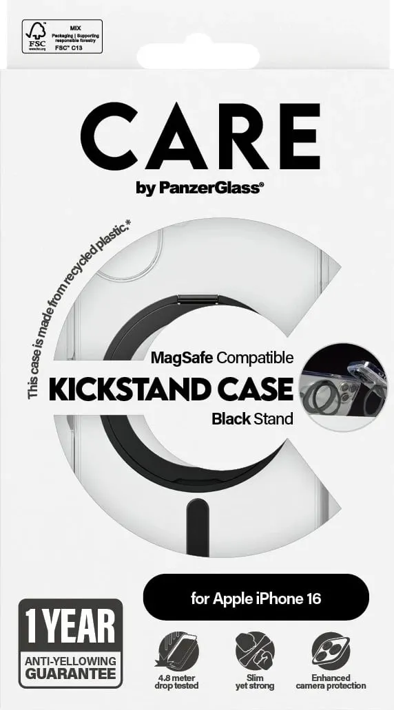 Mbështjellës PanzerGlass CARE Case, iPhone 16, MagSAFE, Kickstand, transparent - 3