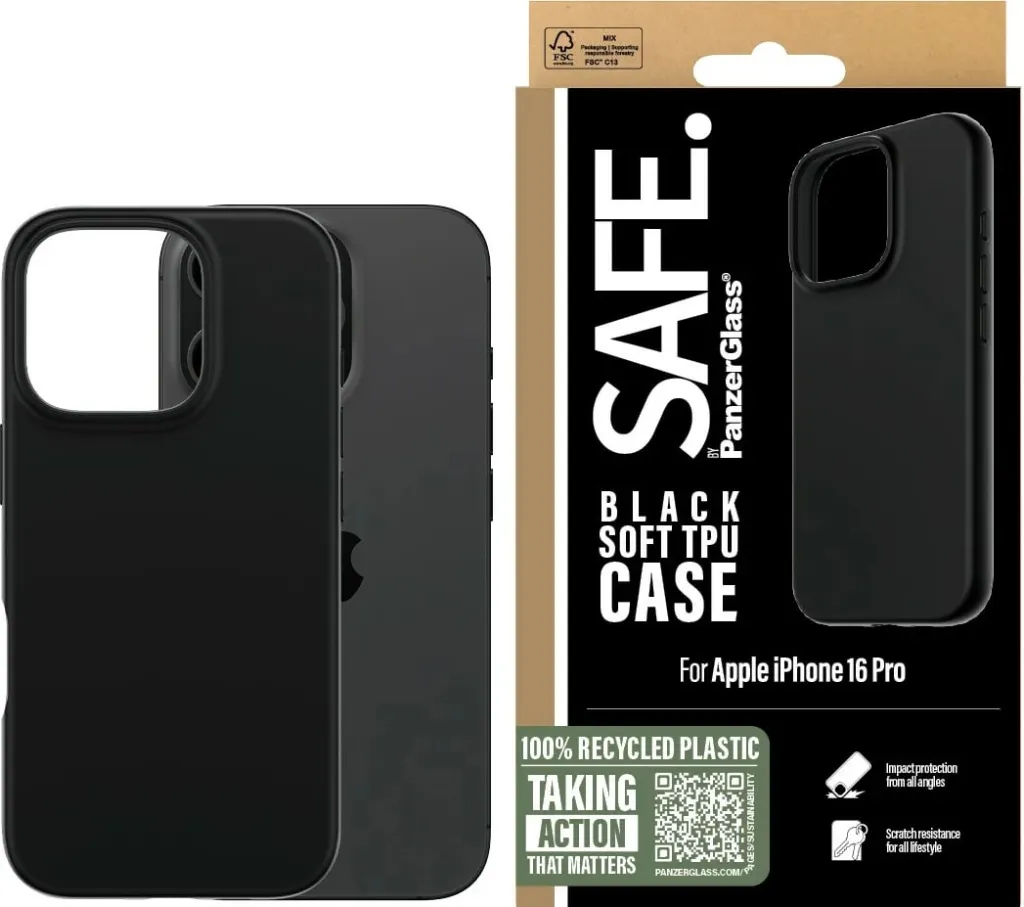 Mbështjellës PanzerGlass për iPhone 16 Pro, TPU, i zi - 2