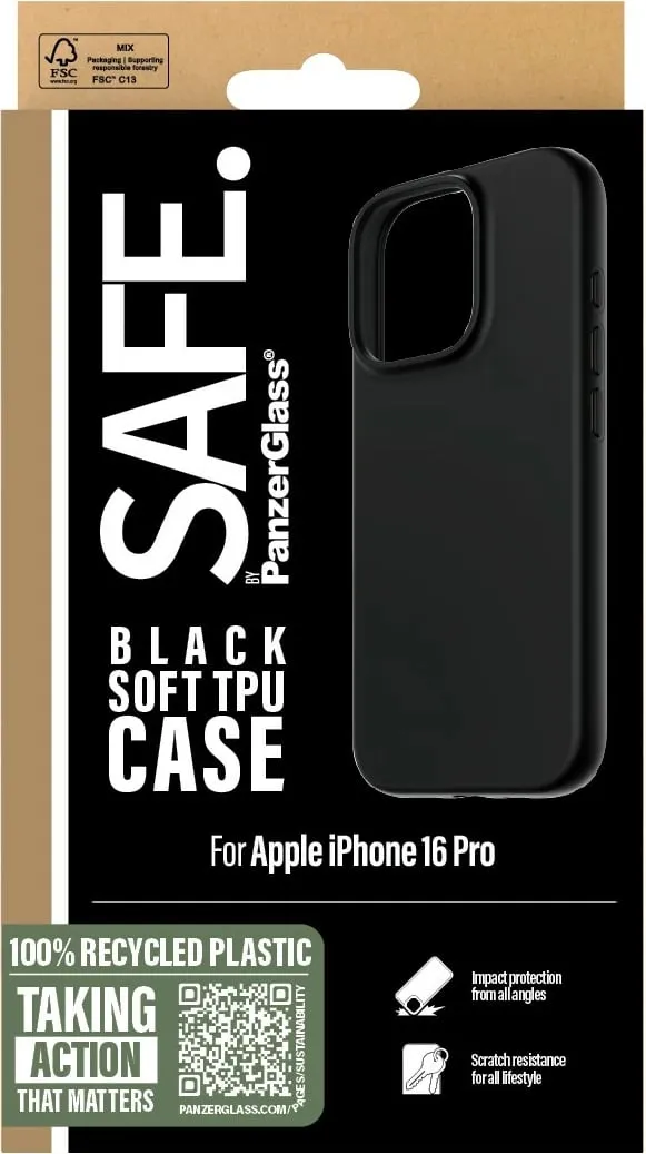 Mbështjellës PanzerGlass për iPhone 16 Pro, TPU, i zi - 3