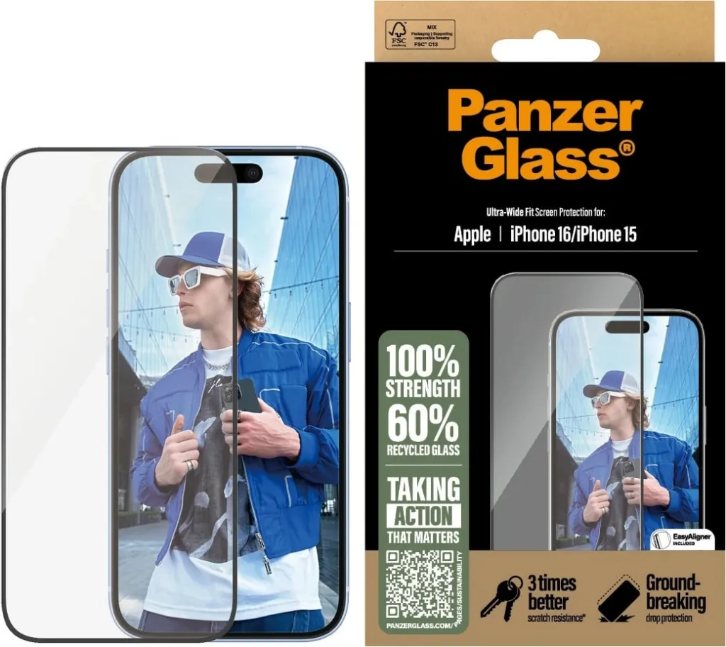 Mbrojtës ekrani PanzerGlass për iPhone 16/15, transparent - 2