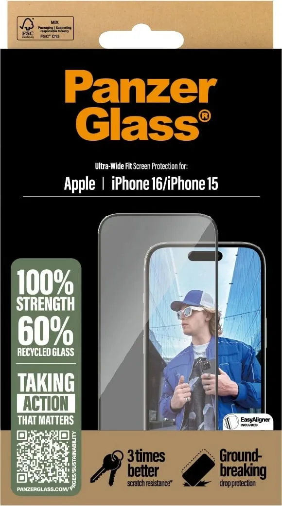 Mbrojtës ekrani PanzerGlass për iPhone 16/15, transparent - 3