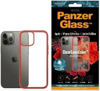Mbrojtëse e pasme PanzerGlass ClearCase për iPhone 12 Pro Max, E kuqe Mandarin, Antibakteriale
