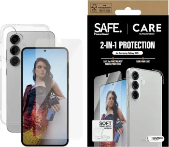 Mbështjellës + xham mbrojtës PanzerGlass CARE 2in1 për Samsung Galaxy S25+, transparent