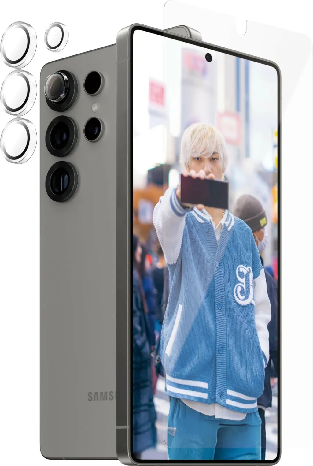 Mbrojtës ekrani PanzerGlass 2-in-1 për Samsung, transparent - 1
