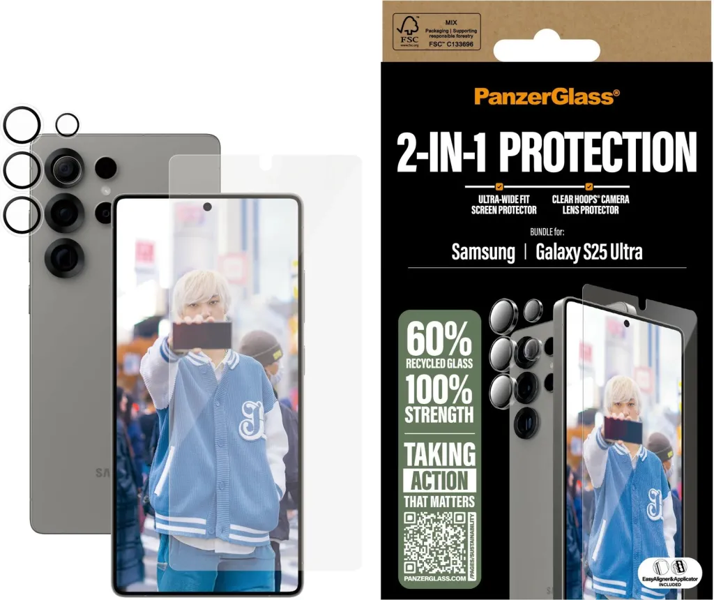 Mbrojtës ekrani PanzerGlass 2-in-1 për Samsung, transparent - 2