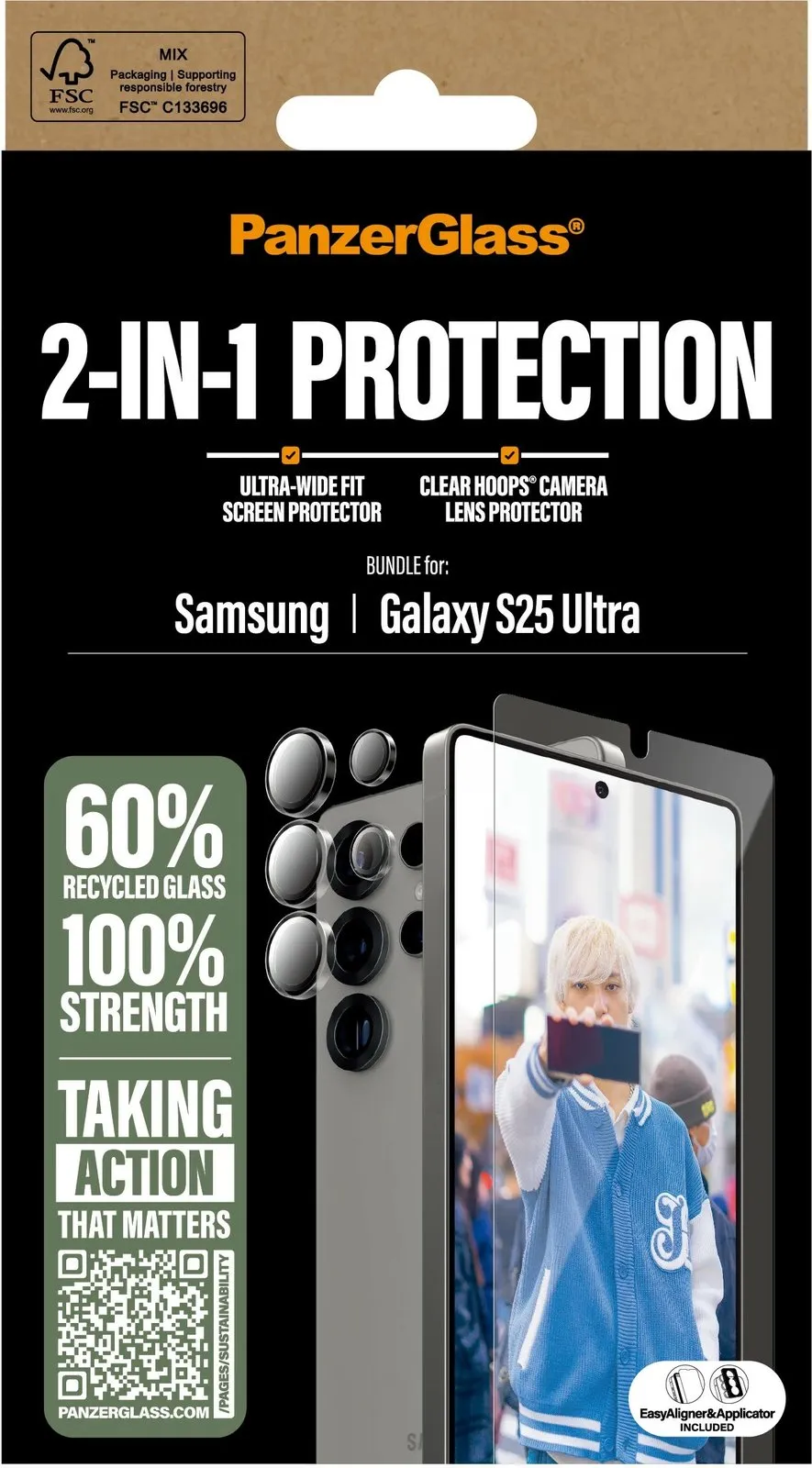 Mbrojtës ekrani PanzerGlass 2-in-1 për Samsung, transparent - 3
