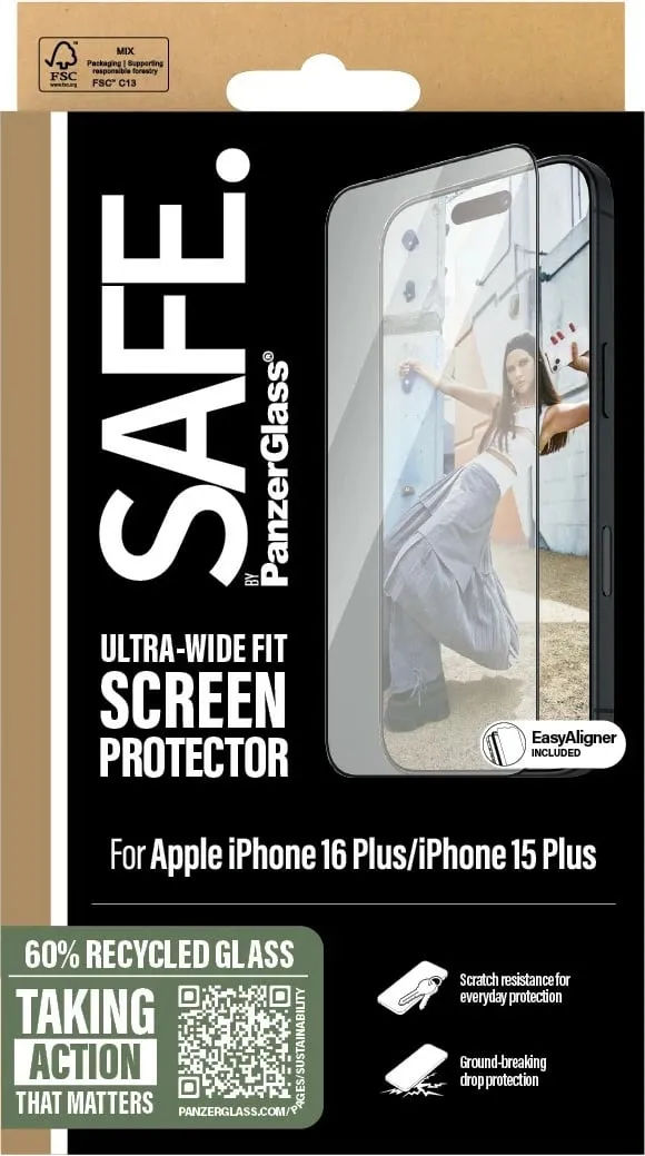 Mbrojtës ekrani PanzerGlass SAFE. iPhone 16/15 Plus, kornizë e zezë - 3