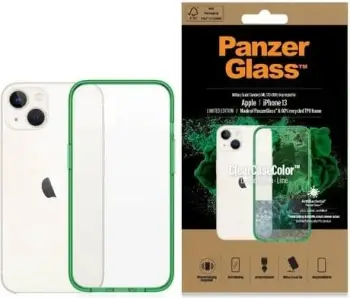 Mbështjellës PanzerGlass ClearCase, për iPhone 13 mini, antibakterial, Military Grade, transparent gjelbër