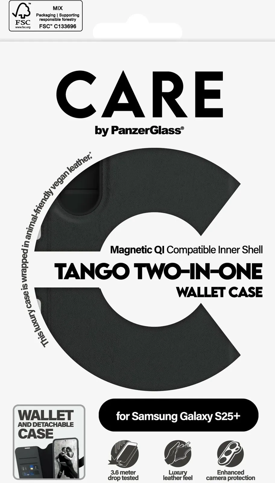 Mbështjellës PanzerGlass CARE Feature Case Tango 2-in-1, për Galaxy S25 Plus, i zi - 4