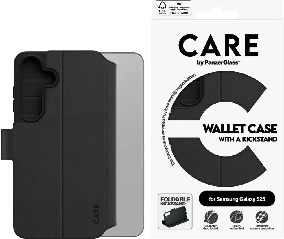 Mbështjellës PanzerGlass për Samsung Galaxy S25, kickstand, i zi - 1