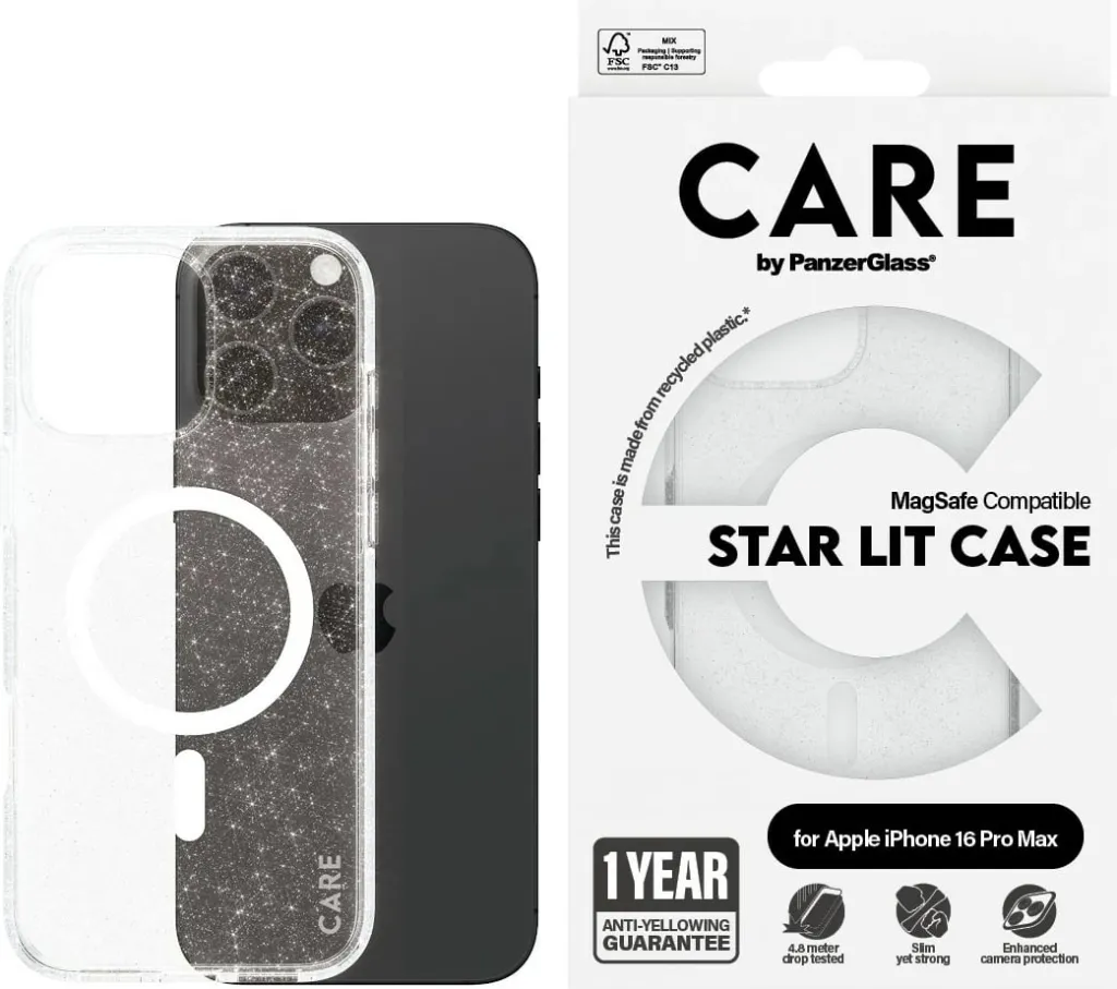 Mbështjellës PanzerGlass CARE Case Star Lit White MagSAFE për iPhone 16 Pro Max, transparent - 2